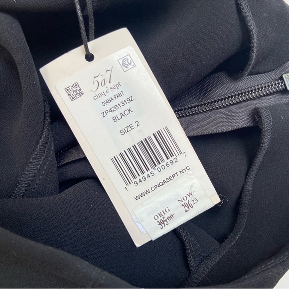 NWT Cinq à Sept Diana black pants with silver hardware - Picture 8 of 9
